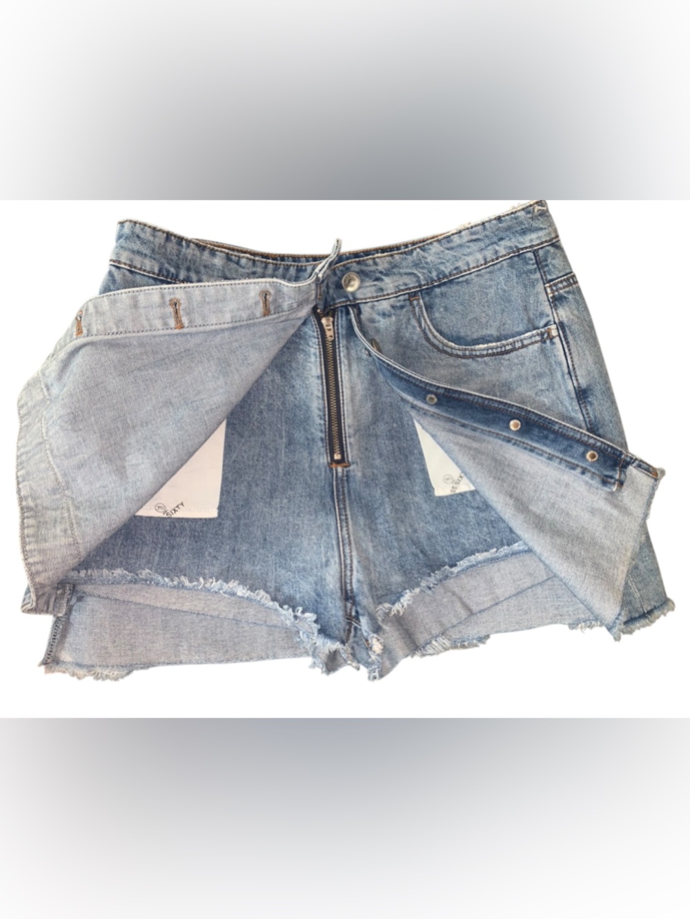 Archive Miss Sixty Denim Culotte Mini Skirt Y2K-Adjacent Button Front Size M 29 - Picture 3 of 16